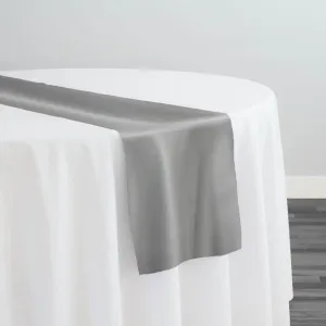 12pcs - Lamour (Dull) Satin Table Runner 14"x108" - Silver 1301