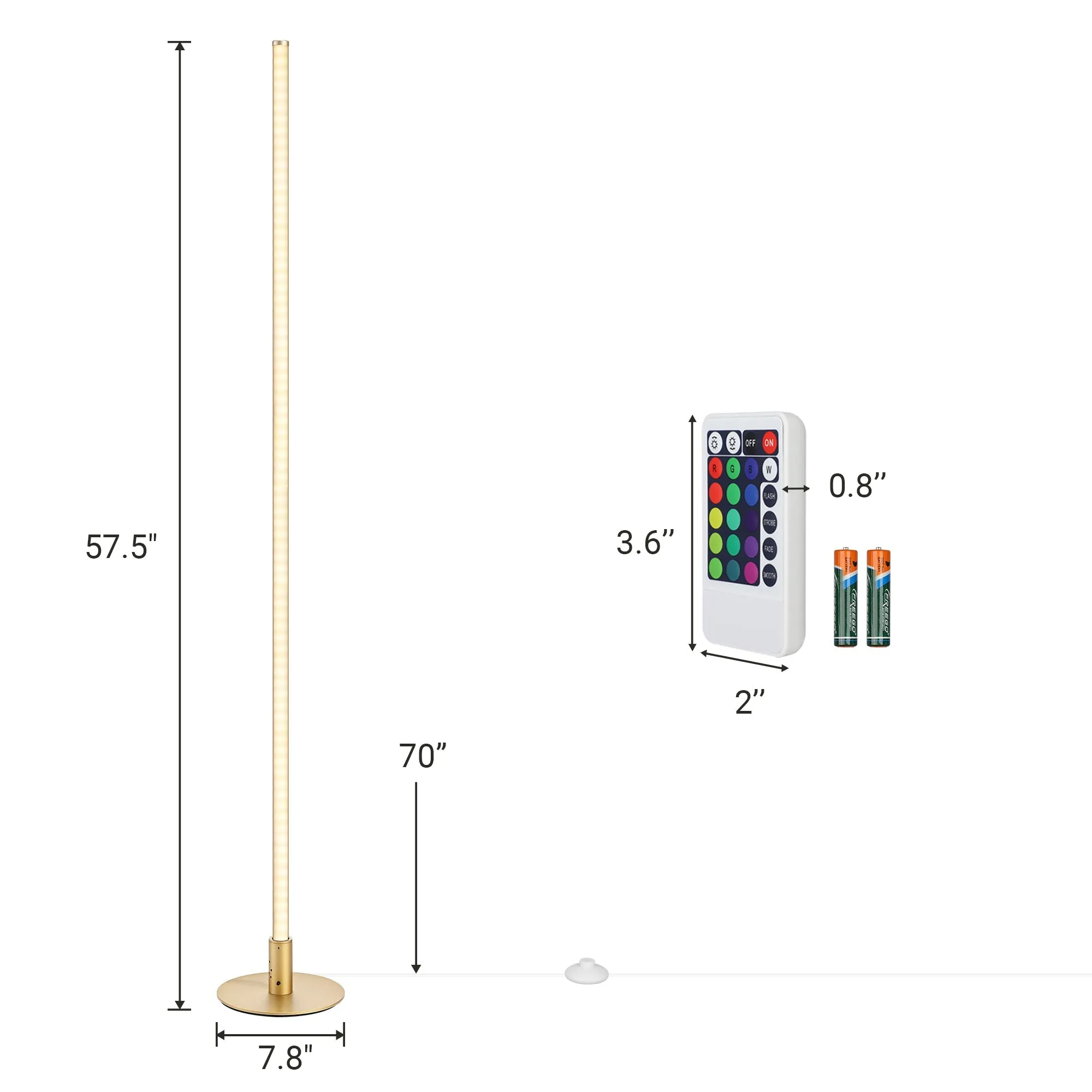 57.5" Dimmable Smart WiFi Floor Lamp with App & Remote Control-HFLG02W