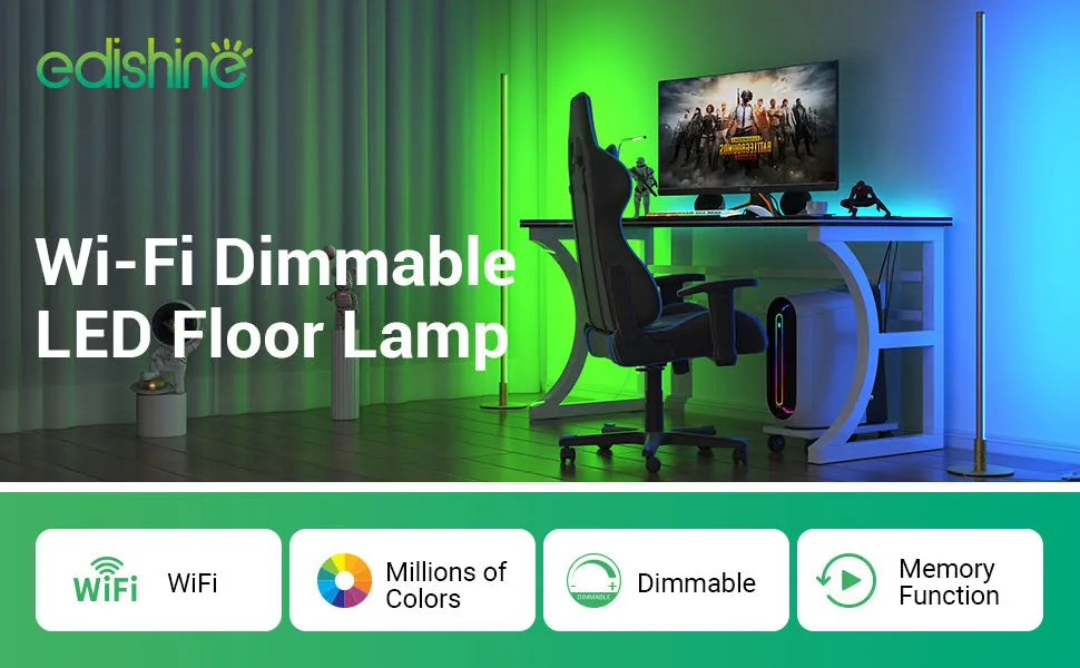 57.5" Dimmable Smart WiFi Floor Lamp with App & Remote Control-HFLG02W