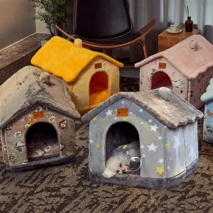 AnniePaw Foldable Winter Dog House - Warm Enclosed Pet Bed