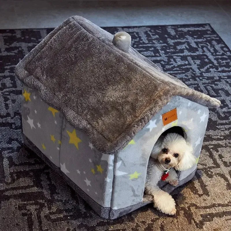 AnniePaw Foldable Winter Dog House - Warm Enclosed Pet Bed