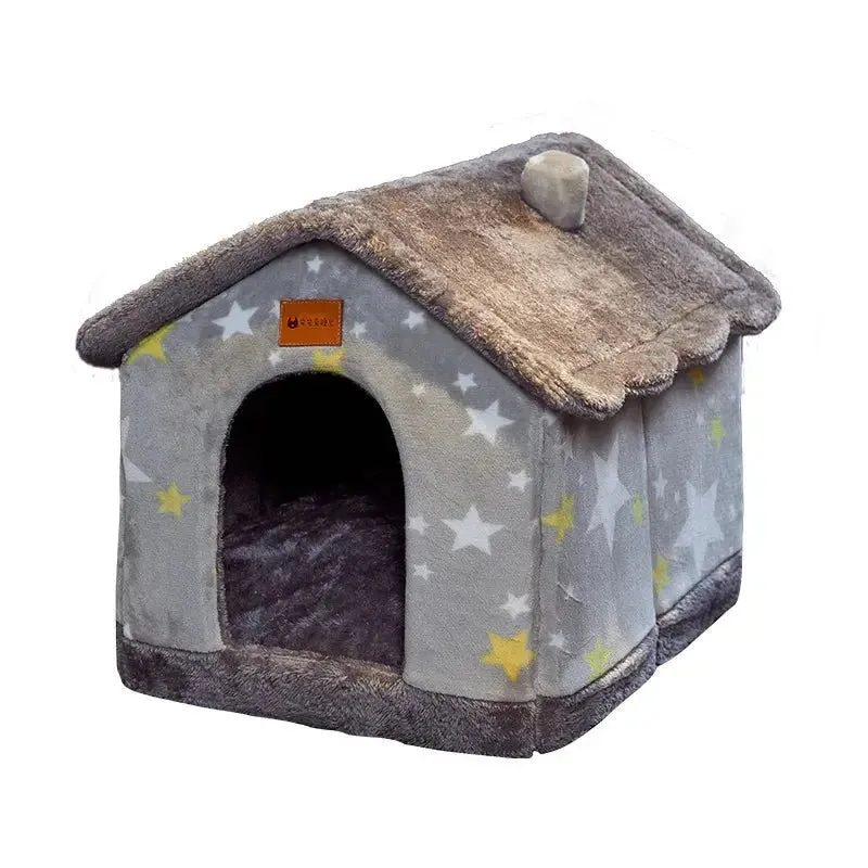 AnniePaw Foldable Winter Dog House - Warm Enclosed Pet Bed