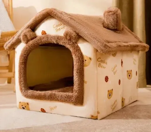 AnniePaw Foldable Winter Dog House - Warm Enclosed Pet Bed