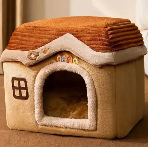 AnniePaw Foldable Winter Dog House - Warm Enclosed Pet Bed