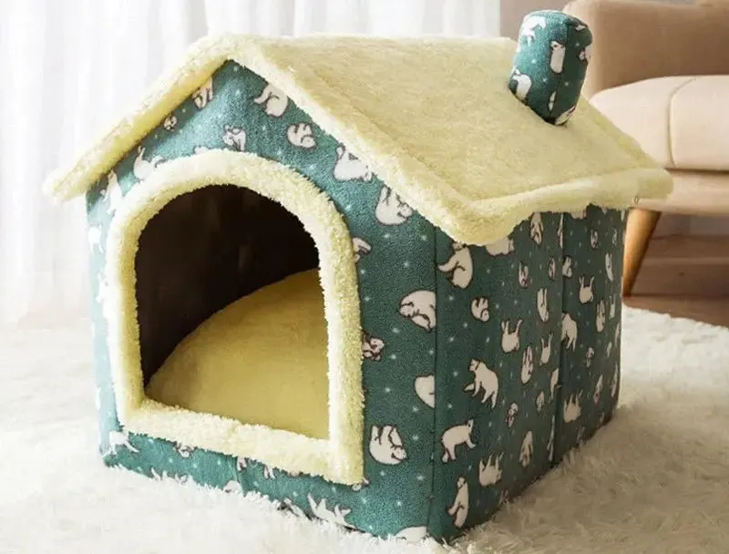 AnniePaw Foldable Winter Dog House - Warm Enclosed Pet Bed