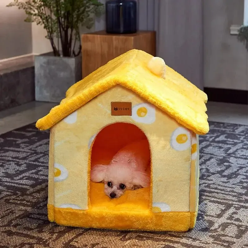 AnniePaw Foldable Winter Dog House - Warm Enclosed Pet Bed