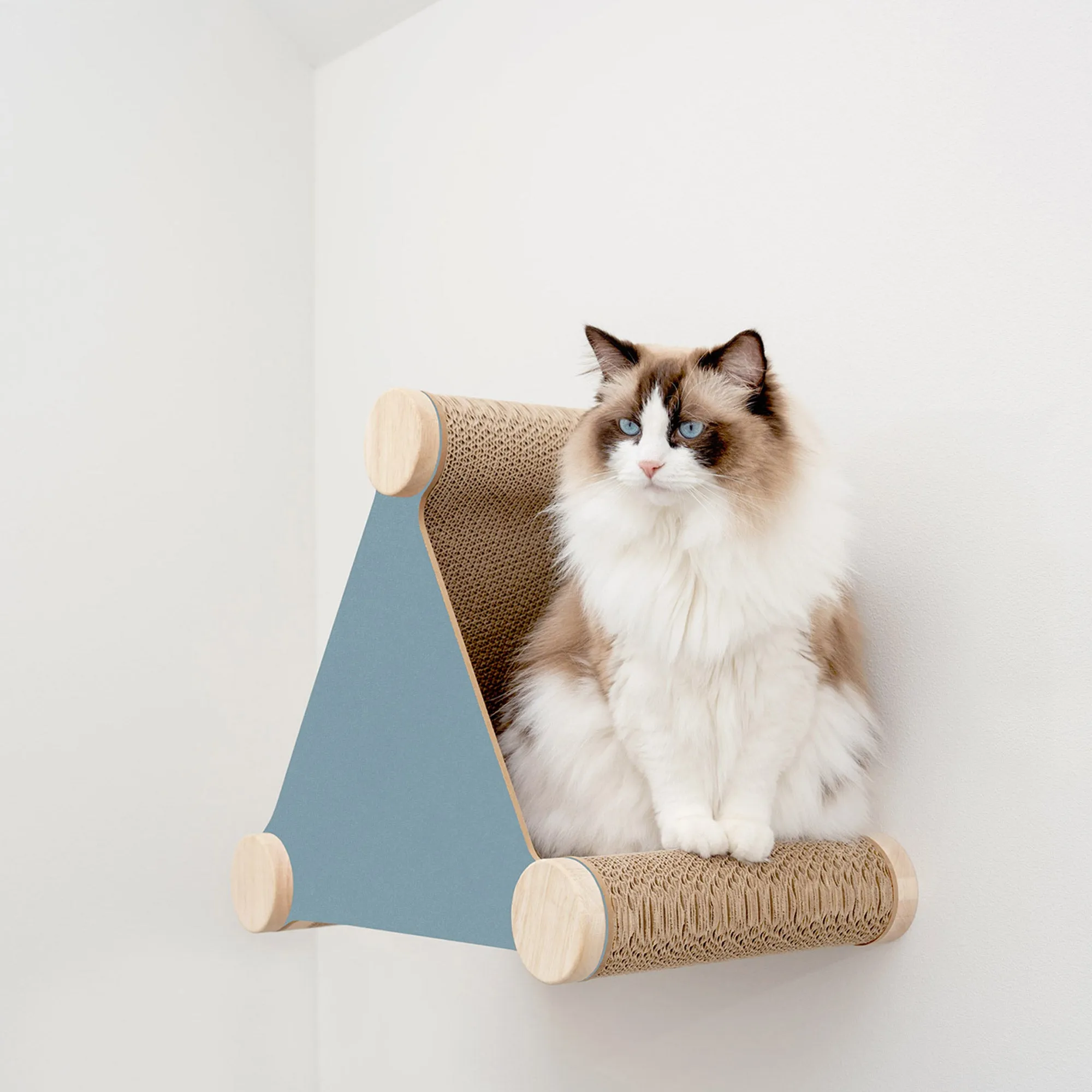 Ascentials by FurHaven Basecamp Cat Hideaway with Milestone Post (19"), Wall-Mounted Corrugated Cardboard Scratcher