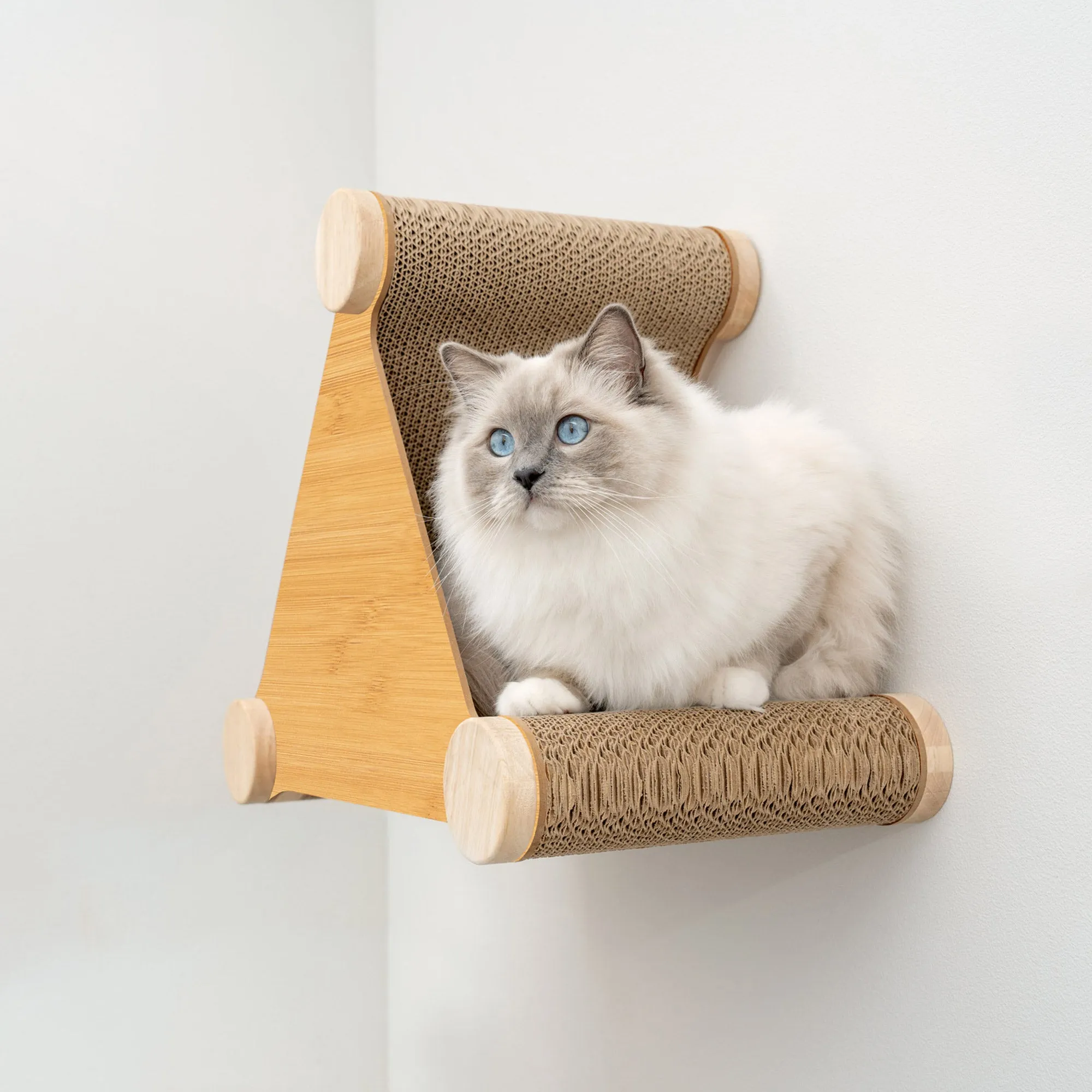 Ascentials by FurHaven Basecamp Cat Hideaway with Milestone Post (19"), Wall-Mounted Corrugated Cardboard Scratcher