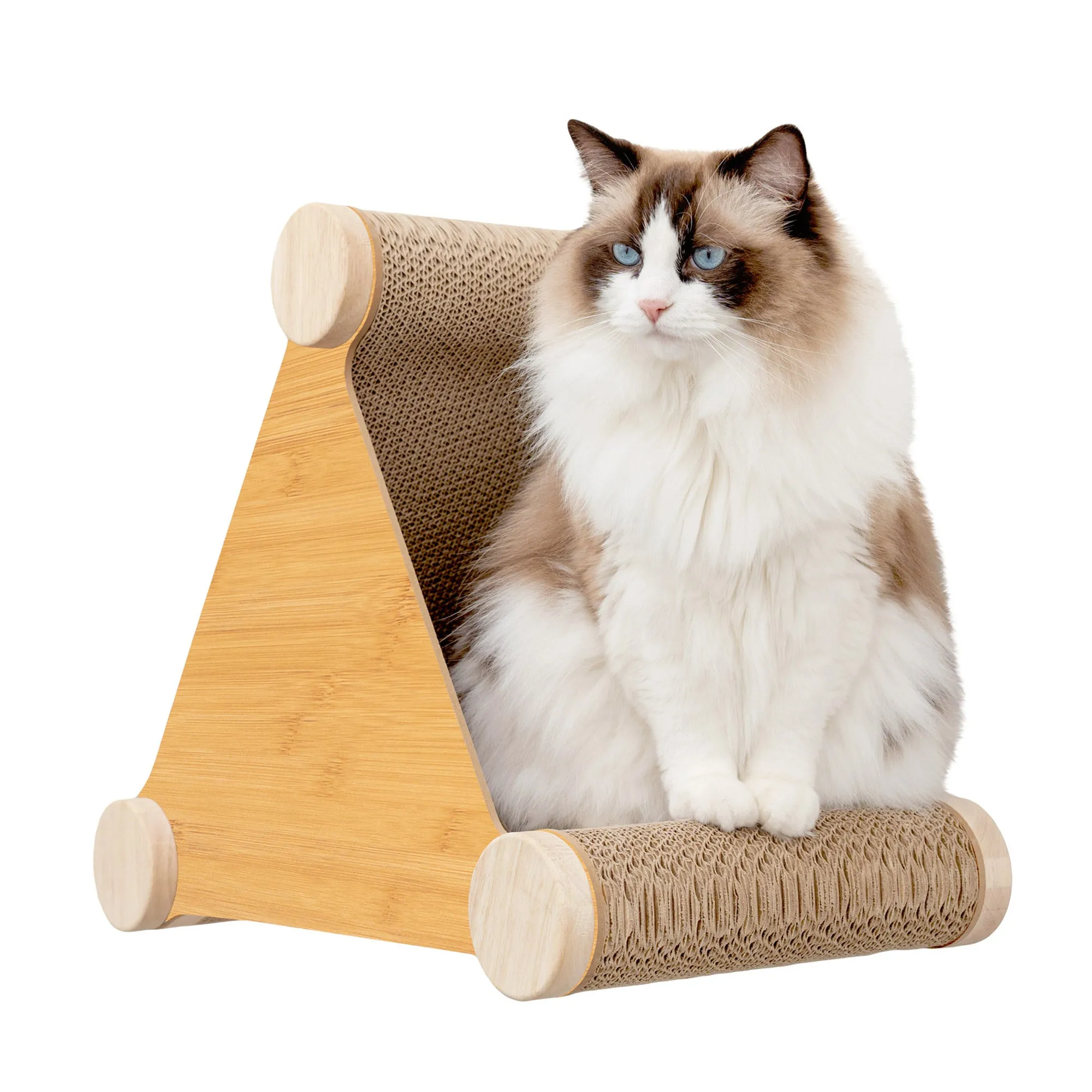 Ascentials by FurHaven Basecamp Cat Hideaway with Milestone Post (19"), Wall-Mounted Corrugated Cardboard Scratcher