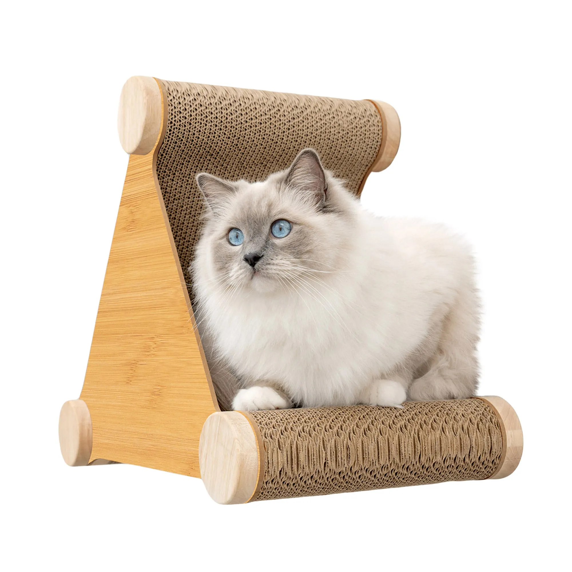 Ascentials by FurHaven Basecamp Cat Hideaway with Milestone Post (19"), Wall-Mounted Corrugated Cardboard Scratcher