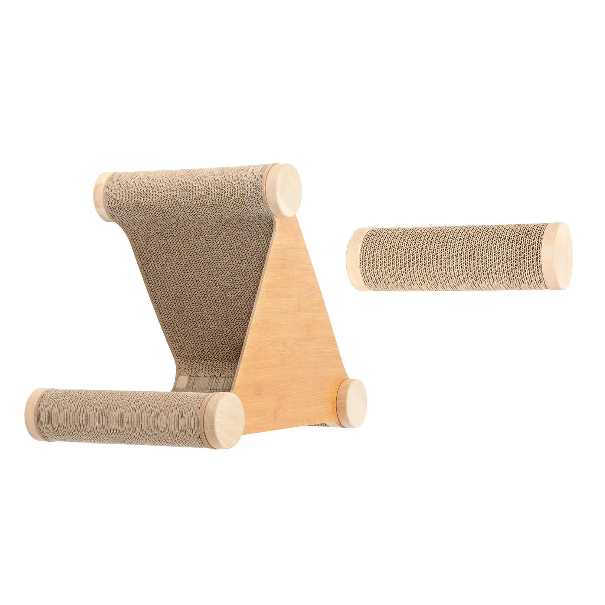 Ascentials by FurHaven Basecamp Cat Hideaway with Milestone Post (19"), Wall-Mounted Corrugated Cardboard Scratcher