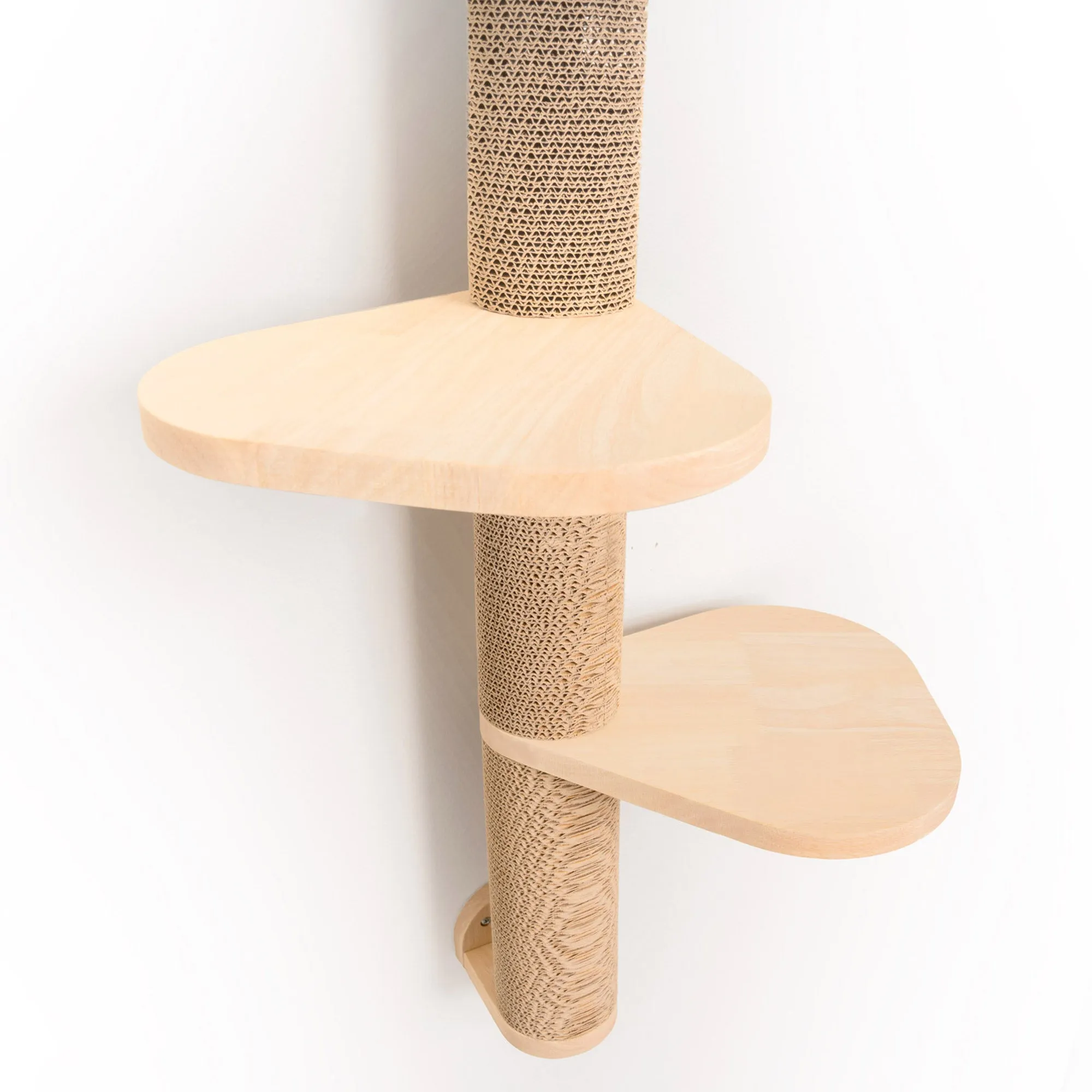 Ascentials by FurHaven Sunrise Steps Cat Post with Perches (34”), Wall-Mounted Customizable Climbing Shelves with Corrugated Cardboard for Scratching