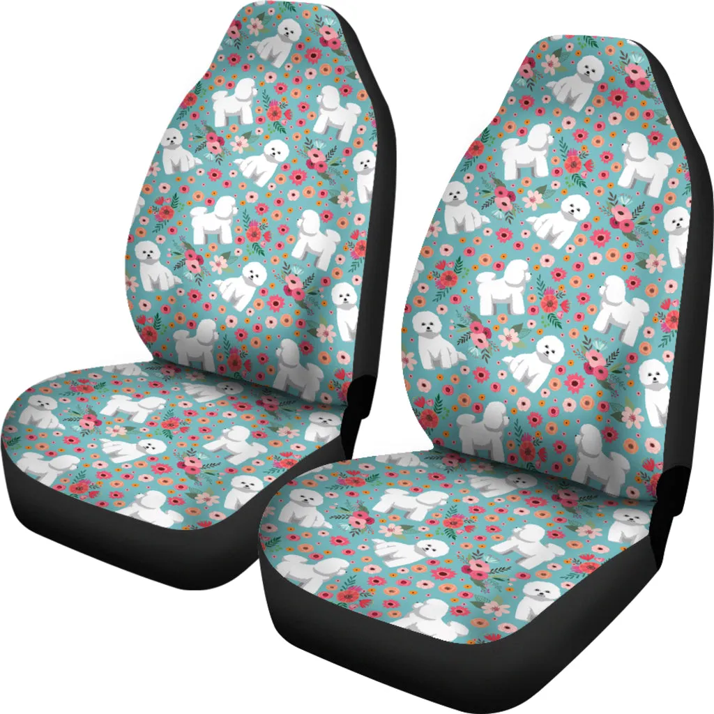 Bichon Frise Flower Car Seat Cover