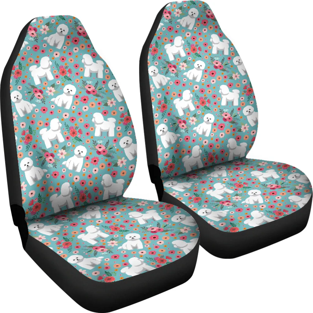 Bichon Frise Flower Car Seat Cover