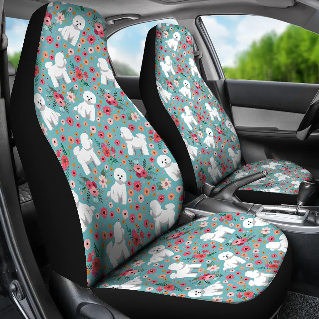 Bichon Frise Flower Car Seat Cover