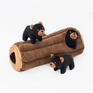 Black Bear Log Burrow Dog Toy