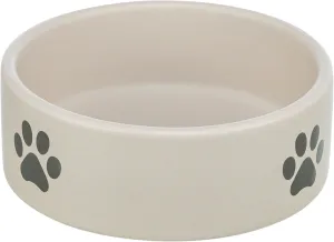 Bowl, paw motif, ceramic, 1.4 l/diam 20 cm, light grey/grey