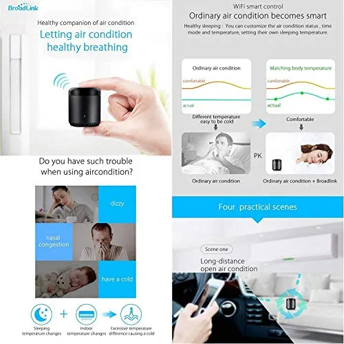 broadlink Smart Home Hub, RM Mini3 Smart Wi-Fi IR Universal Remote Control, One for All Infrared Controller - Black