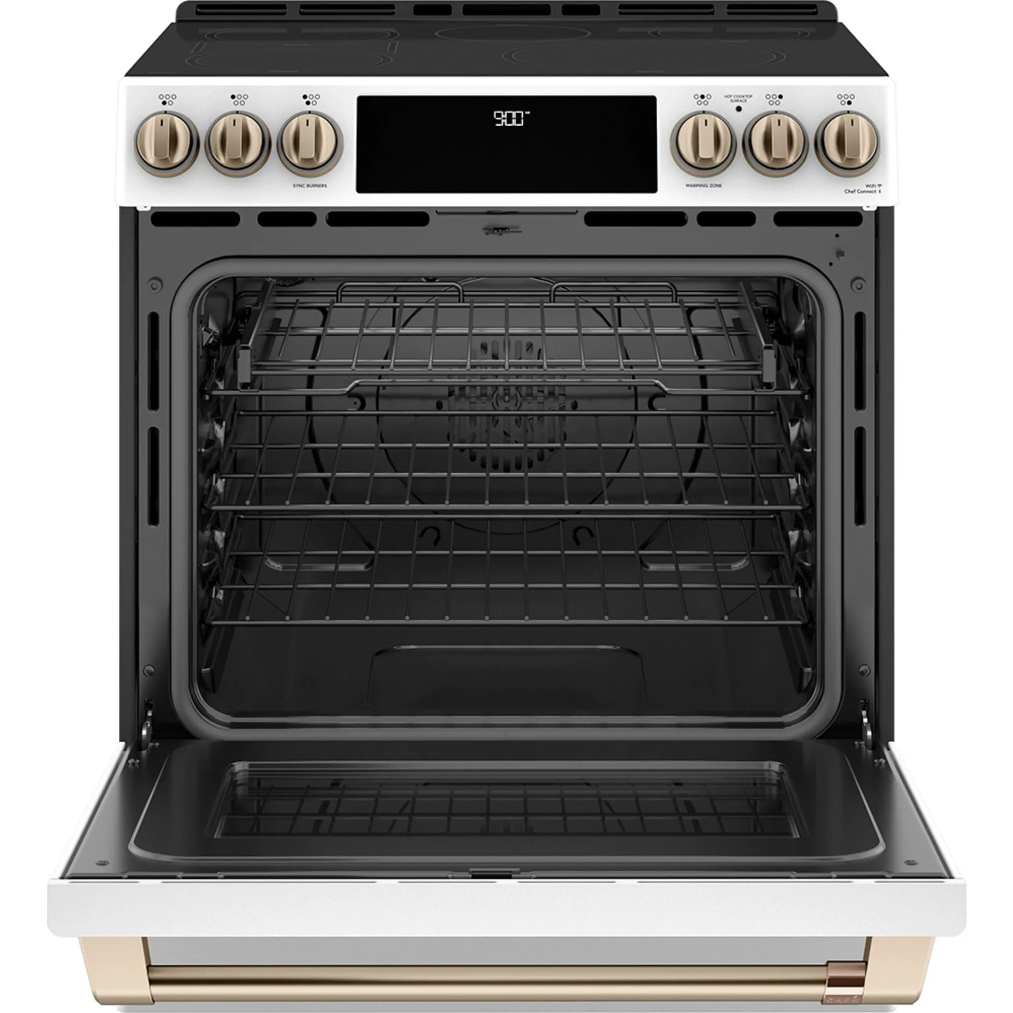 Café 30'' Induction Range with Warming Drawer and No-Preheat Air Fry Matte White - CCHS900P4MW2