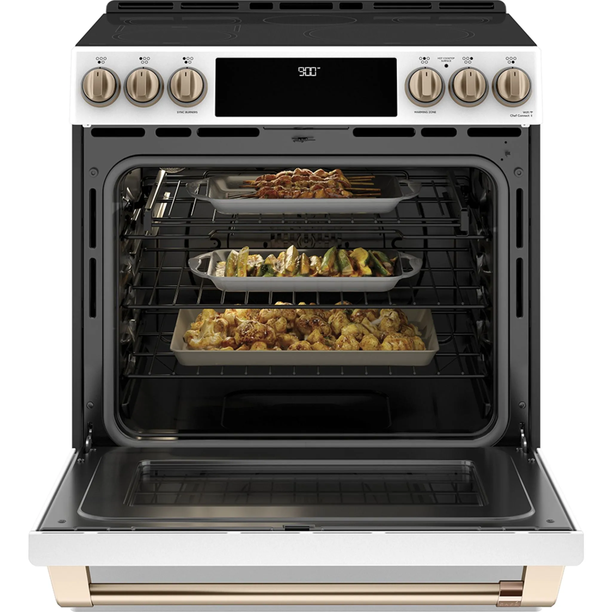 Café 30'' Induction Range with Warming Drawer and No-Preheat Air Fry Matte White - CCHS900P4MW2