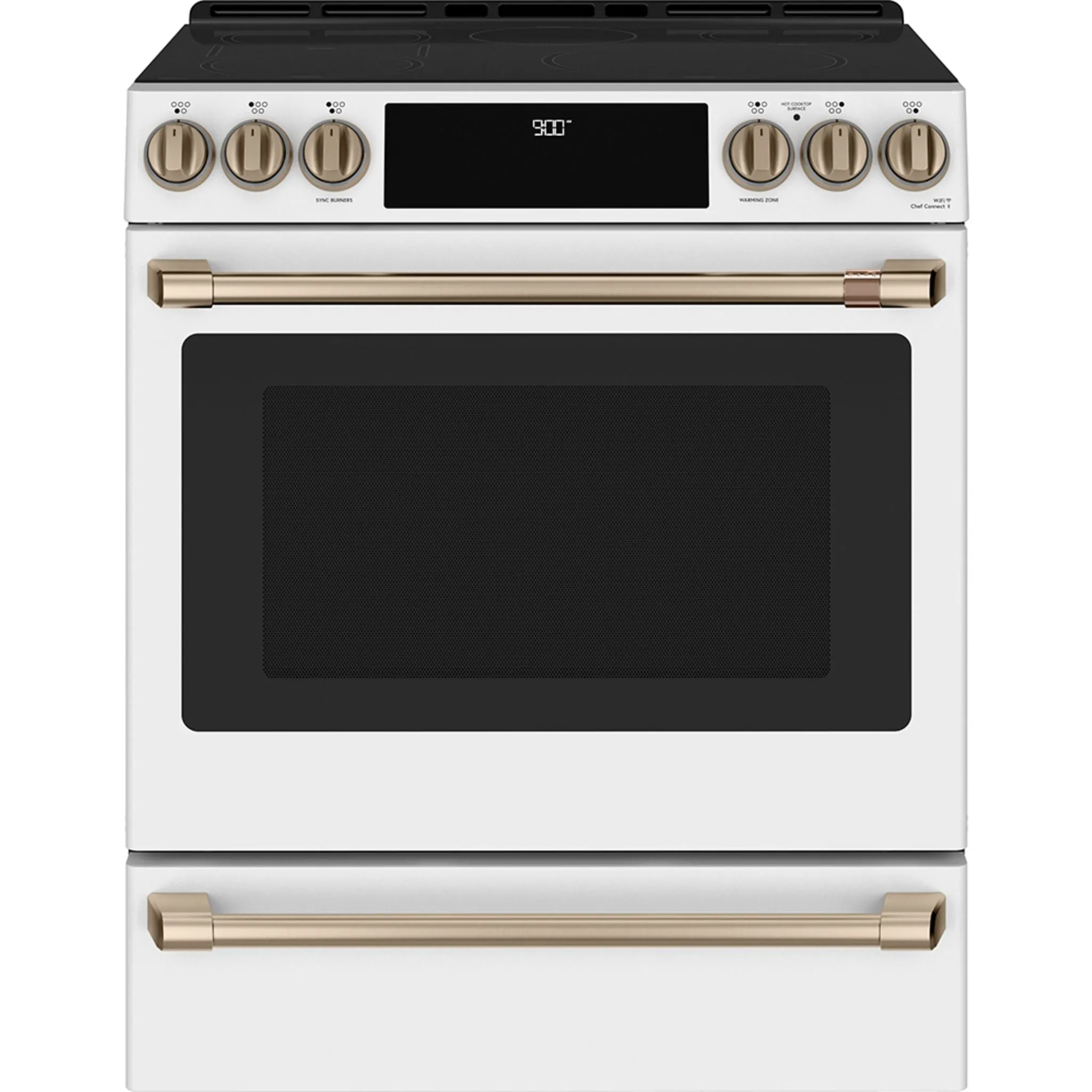 Café 30'' Induction Range with Warming Drawer and No-Preheat Air Fry Matte White - CCHS900P4MW2