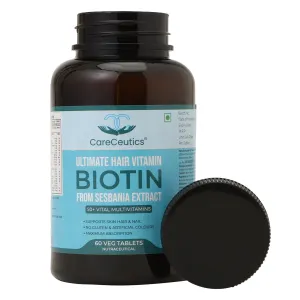 CareCeutics Ultimate Hair Vitamin for Men & Women with 50  Multivitamins | Reduce Hair Loss and Promote Regrowth with Biotin from Sesbania Extract - 60 Tablets