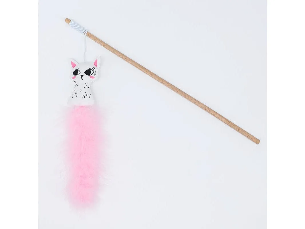 Cat Play Rob / White Cat Funny Cat Stick