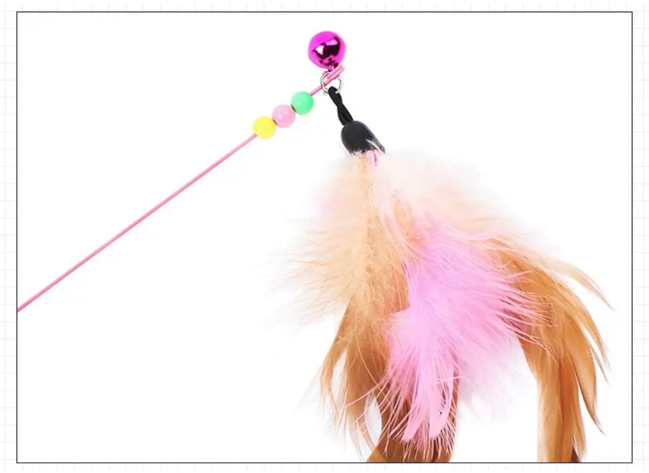Cat Toy Feather Teaser with Mini Bell