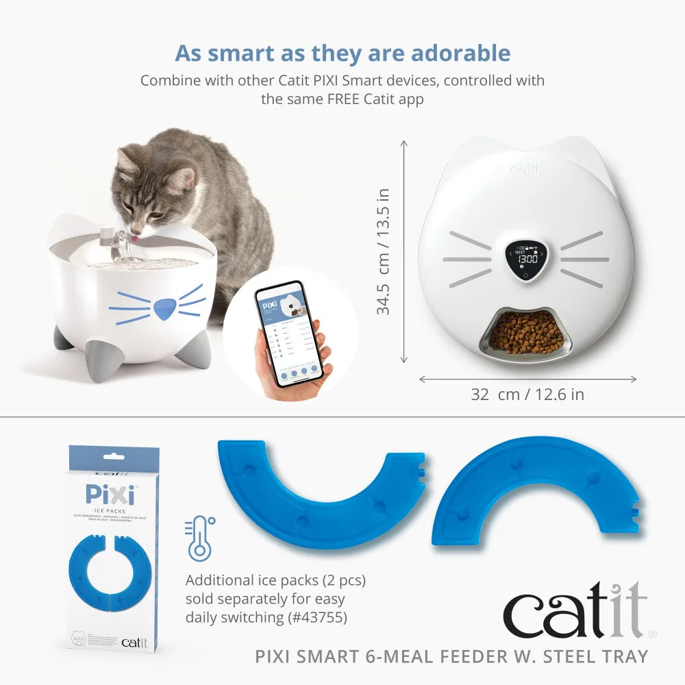 Catit PIXI Smart 6-Meal Feeder with Stainless Steel Tray