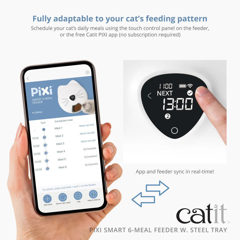 Catit PIXI Smart 6-Meal Feeder with Stainless Steel Tray