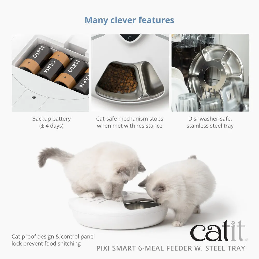 Catit PIXI Smart 6-Meal Feeder with Stainless Steel Tray