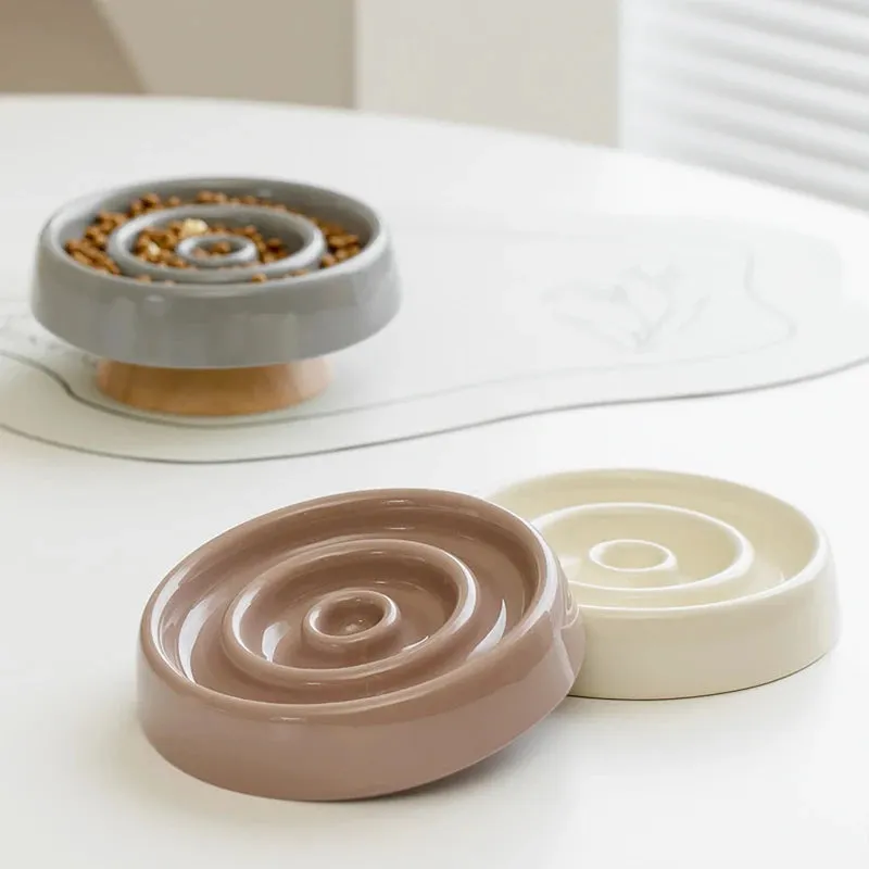 Ceramic Slow Feeder Bowl for Cats and Small Dogs