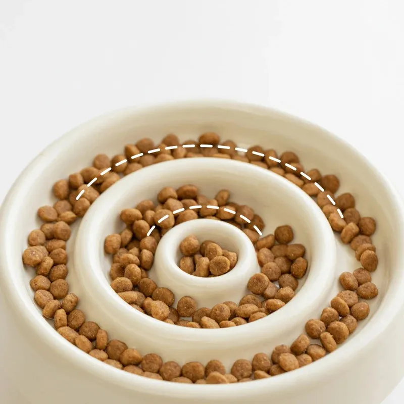 Ceramic Slow Feeder Bowl for Cats and Small Dogs