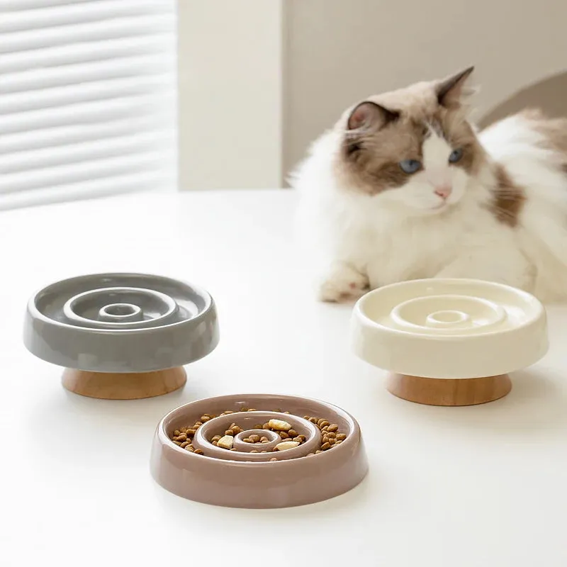 Ceramic Slow Feeder Bowl for Cats and Small Dogs