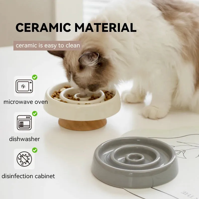 Ceramic Slow Feeder Bowl for Cats and Small Dogs