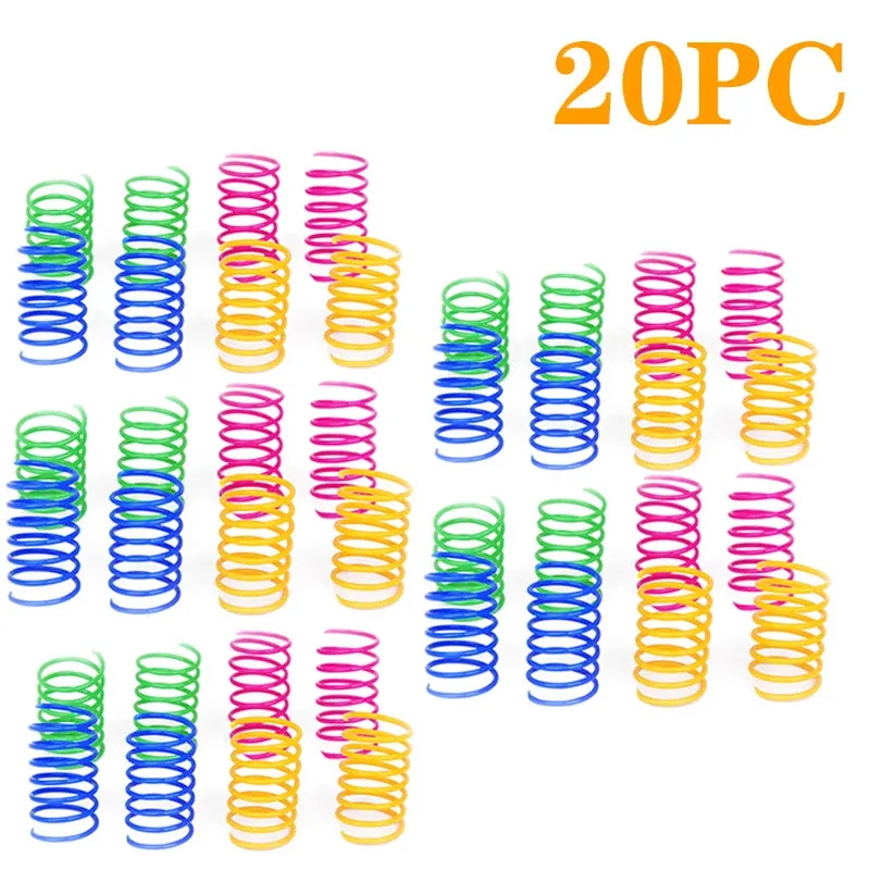 Colorful Plastic Spiral Spring Cat Toys - Interactive Bouncing Pet Play Accessories
