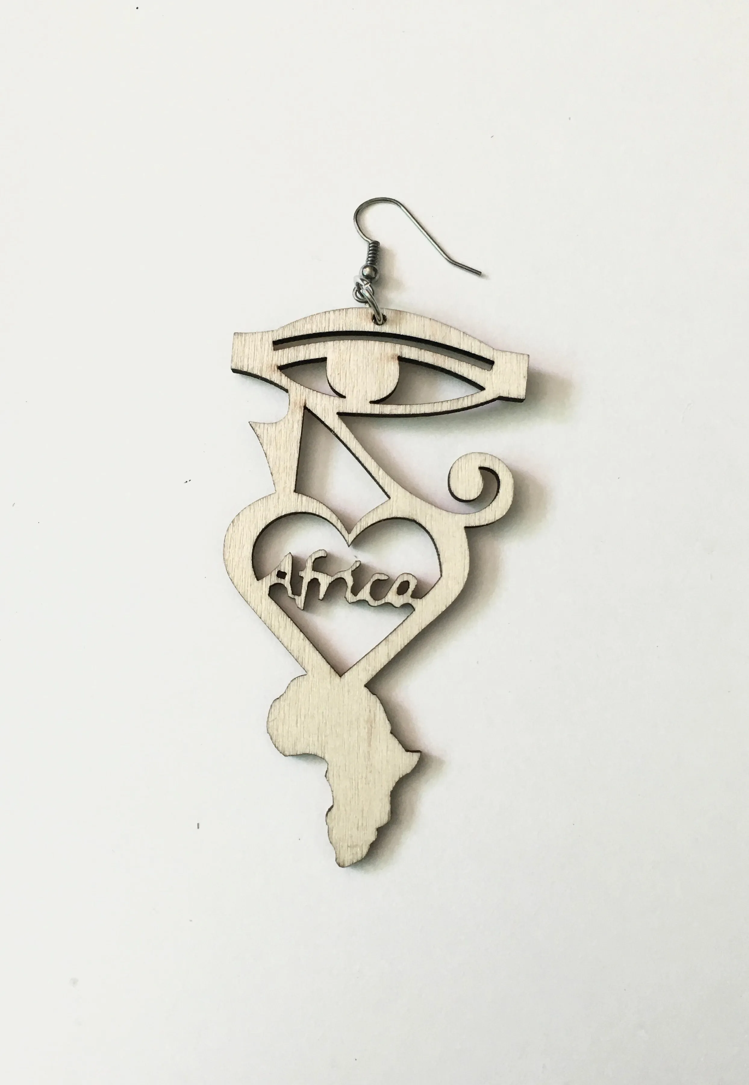 Eye Heart Africa Wooden Earrings