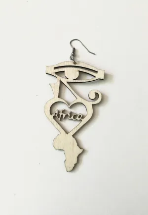 Eye Heart Africa Wooden Earrings