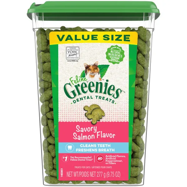 FELINE GREENIES Adult Natural Dental Care Cat Treats, Salmon Recipe