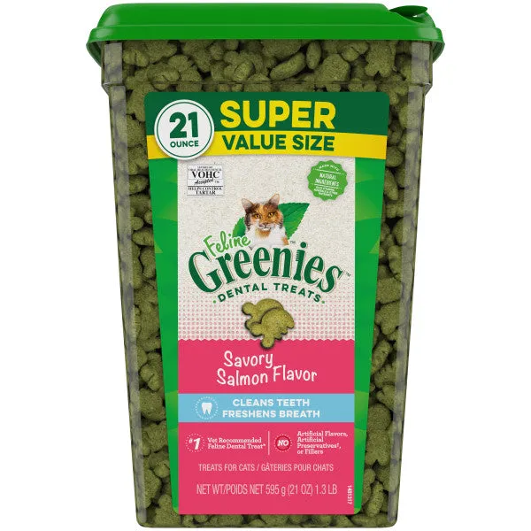 FELINE GREENIES Adult Natural Dental Care Cat Treats, Salmon Recipe