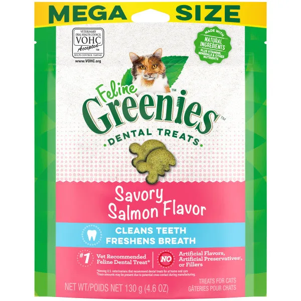 FELINE GREENIES Adult Natural Dental Care Cat Treats, Salmon Recipe