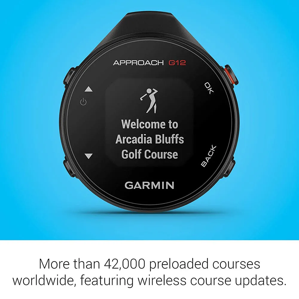Garmin Approach G12 Clip-on Golf GPS Rangefinder 42k  Preloaded Courses Black Watch - 010-02555-00