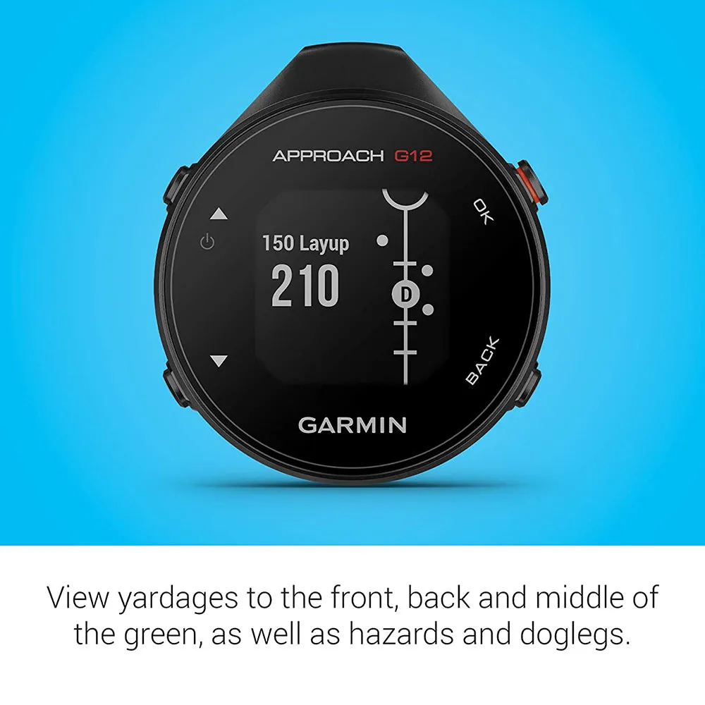 Garmin Approach G12 Clip-on Golf GPS Rangefinder 42k  Preloaded Courses Black Watch - 010-02555-00