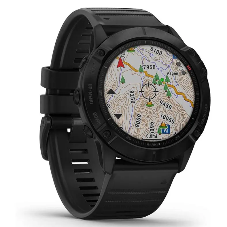 Garmin Men's Black Fenix 6X Pro Features Mapping Music Grade-Adjusted Pace Guidance and Pulse Ox Sensors Premium Multisport GPS Watch - 010-02157-00-A