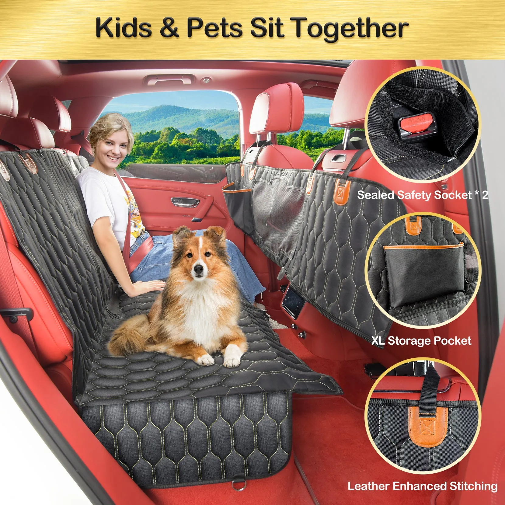 GD093 4-in-1 Dog Car Seat Cover