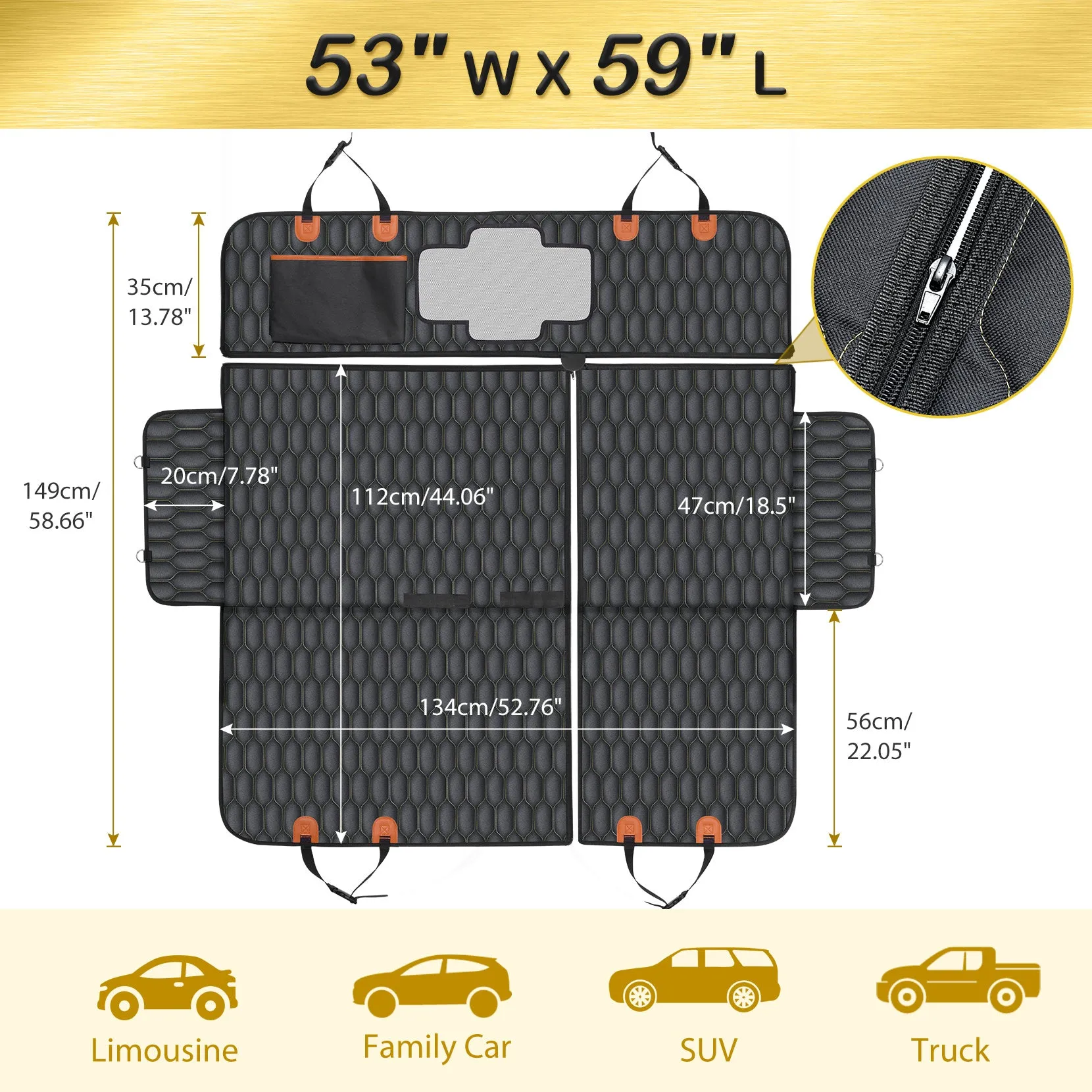 GD093 4-in-1 Dog Car Seat Cover