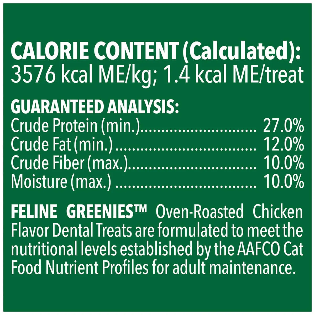 Greenies Oven Roasted Chicken Feline Cat Dental Treats
