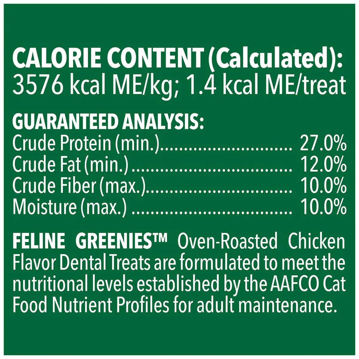 Greenies Oven Roasted Chicken Feline Cat Dental Treats