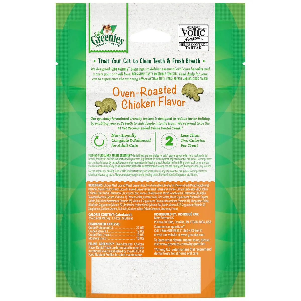 Greenies Oven Roasted Chicken Feline Cat Dental Treats
