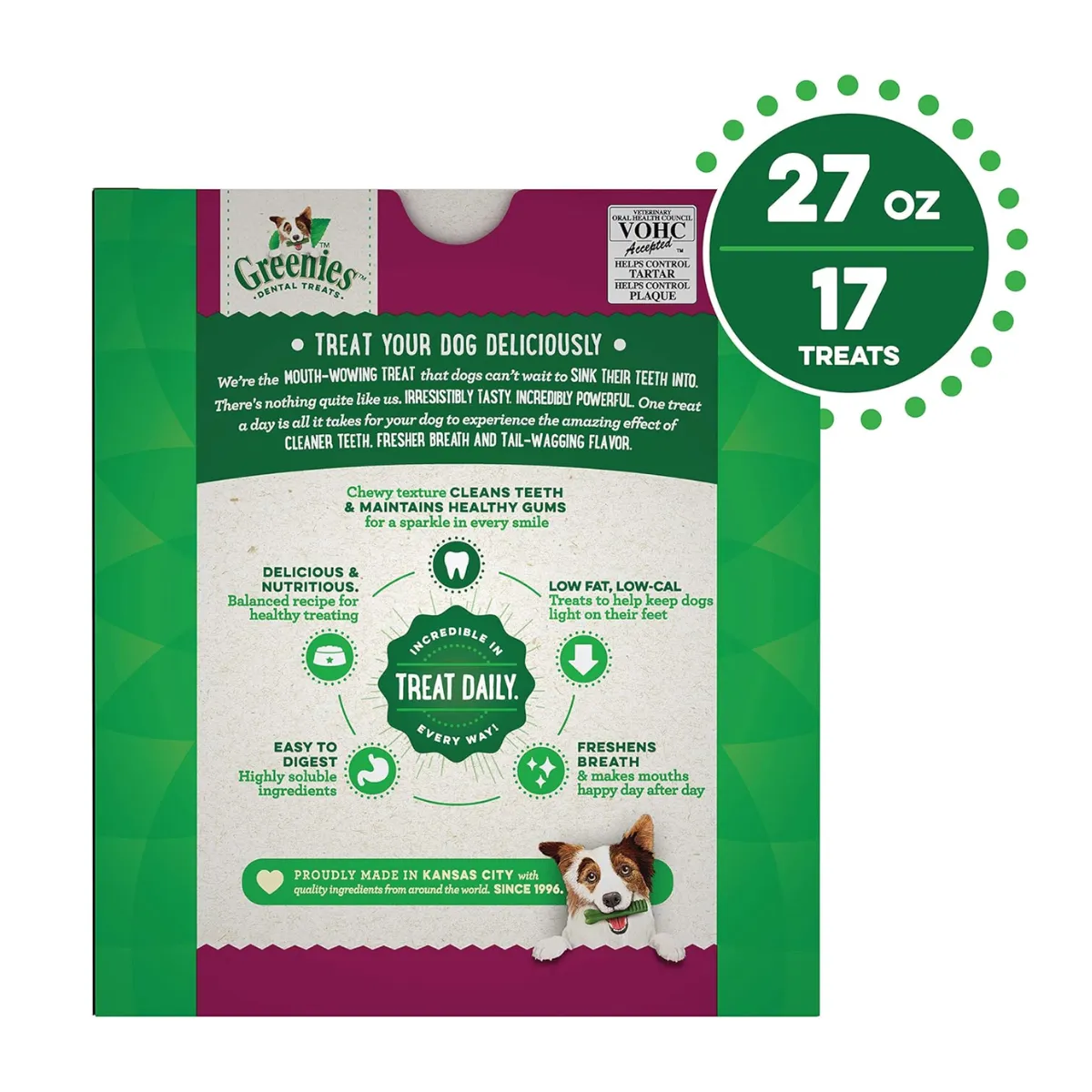 Greenies Weight Management Large Dog Dental Treats 17 count 27oz